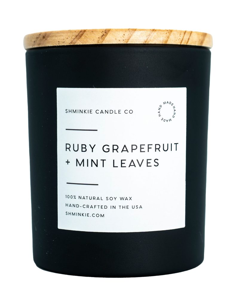 mint leaves and grapefruit candle